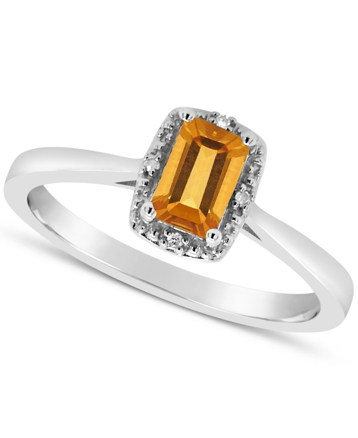 Celebration Gems Sterling Silver Aquamarine & Diamond Accent Rectangle Halo Ring, Womens Product Image