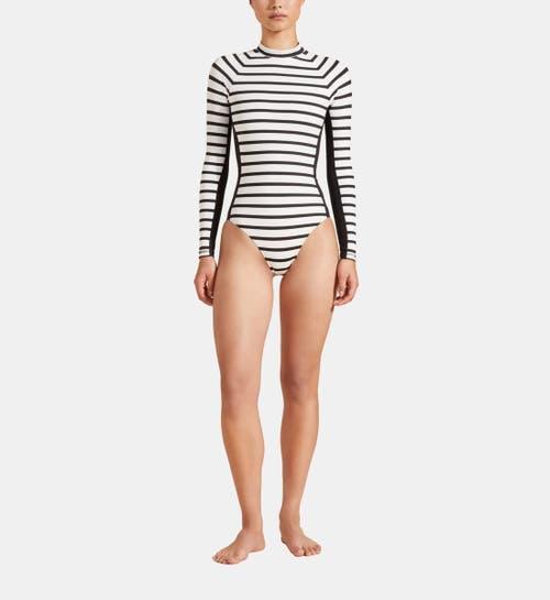 Striped Rashguard One-Piece Swimsuit Product Image