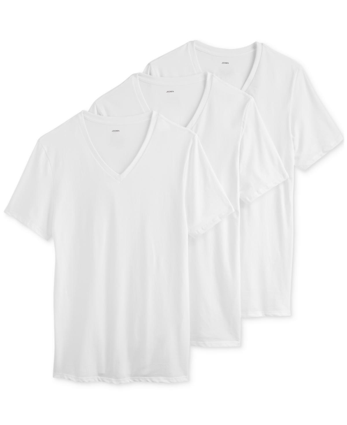 Men's Jockey 3-Pack Cotton Stretch V-Neck Undershirt, Size: Large, Black Product Image