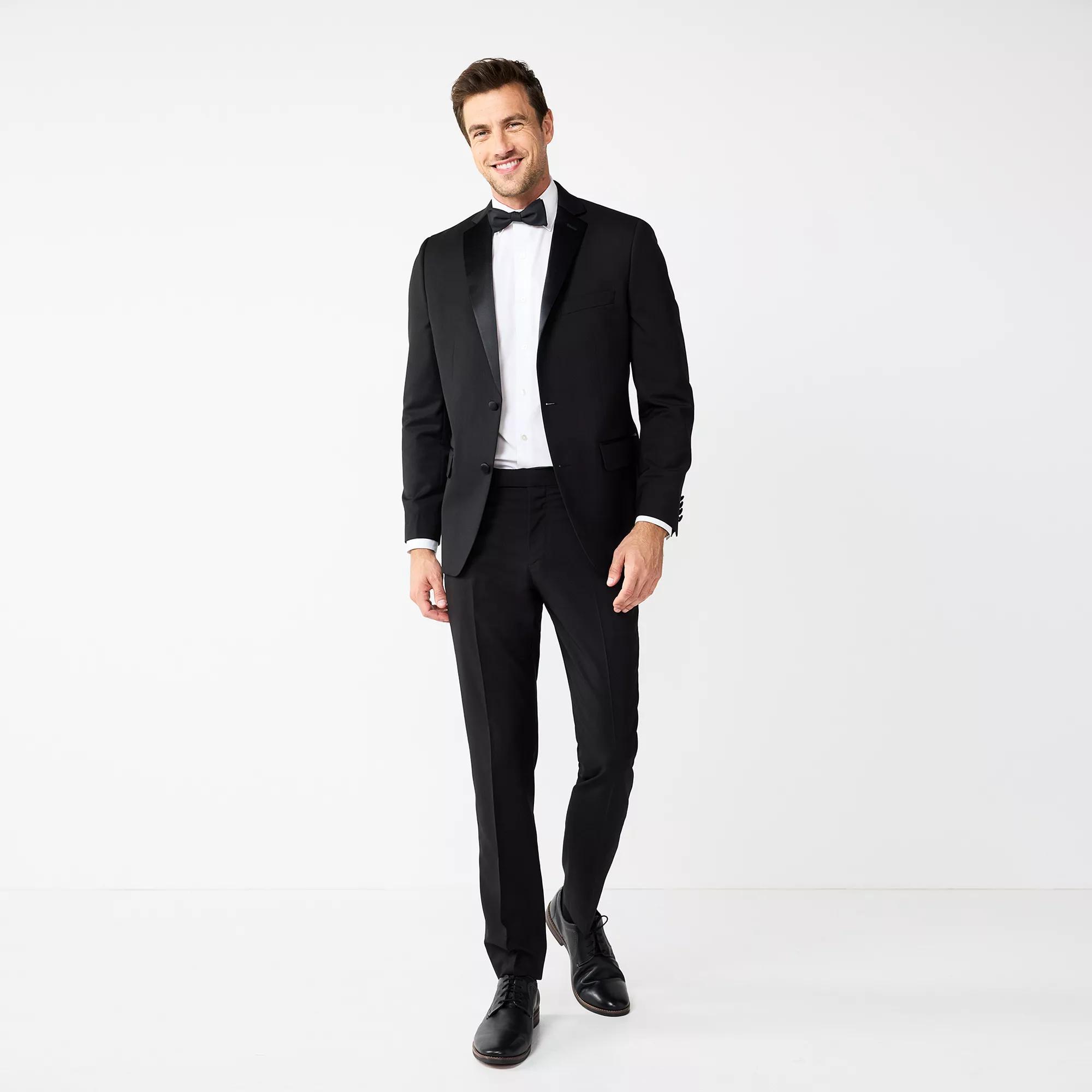 Men's Apt. 9® Slim-Fit Nested Tuxedo Suit Set, Size: 44 LONG, Black Solid Product Image