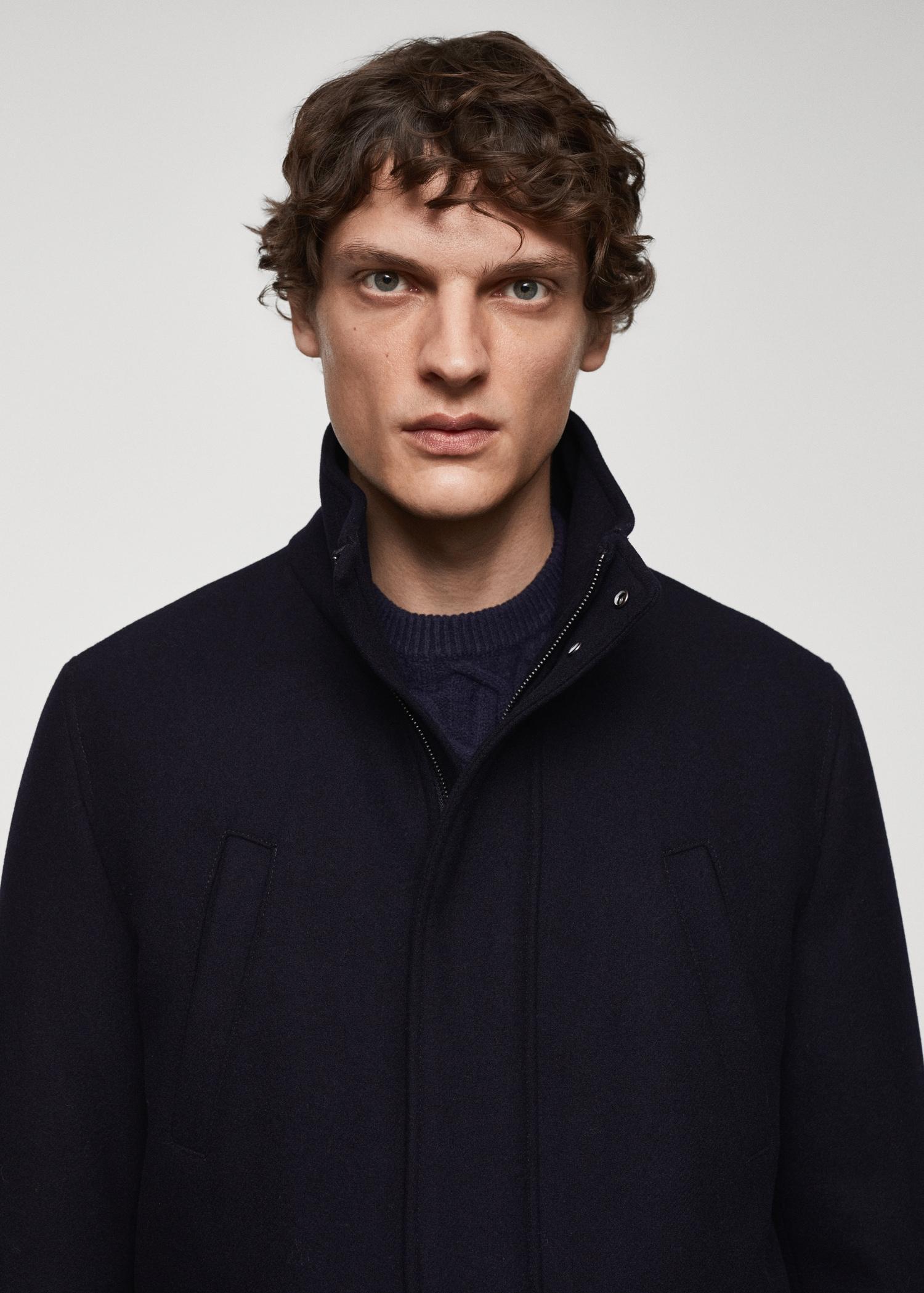 Short wool coat with pockets - Men | MANGO USA Product Image