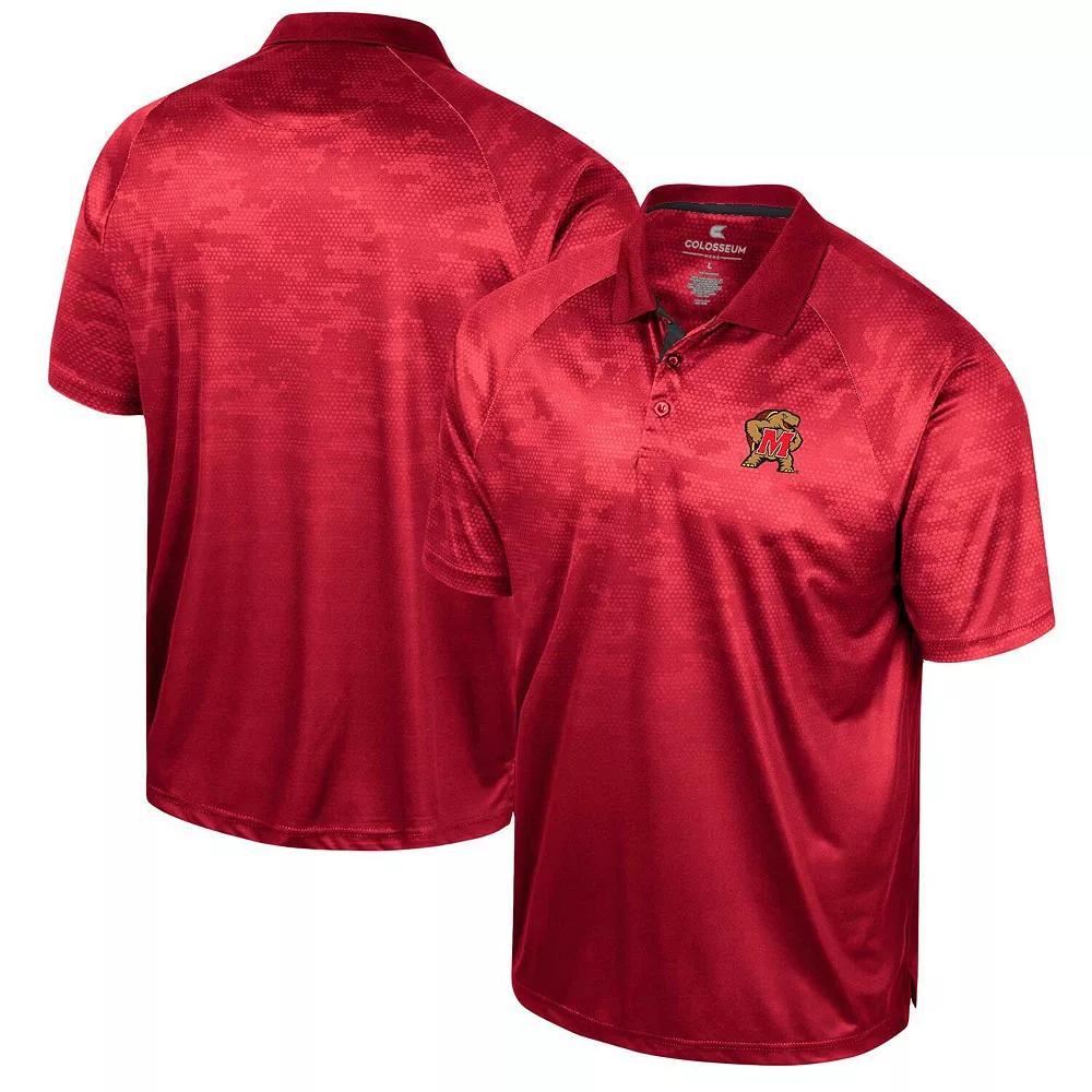 Men's Colosseum Red Maryland Terrapins Honeycomb Raglan Polo, Size: Large Product Image