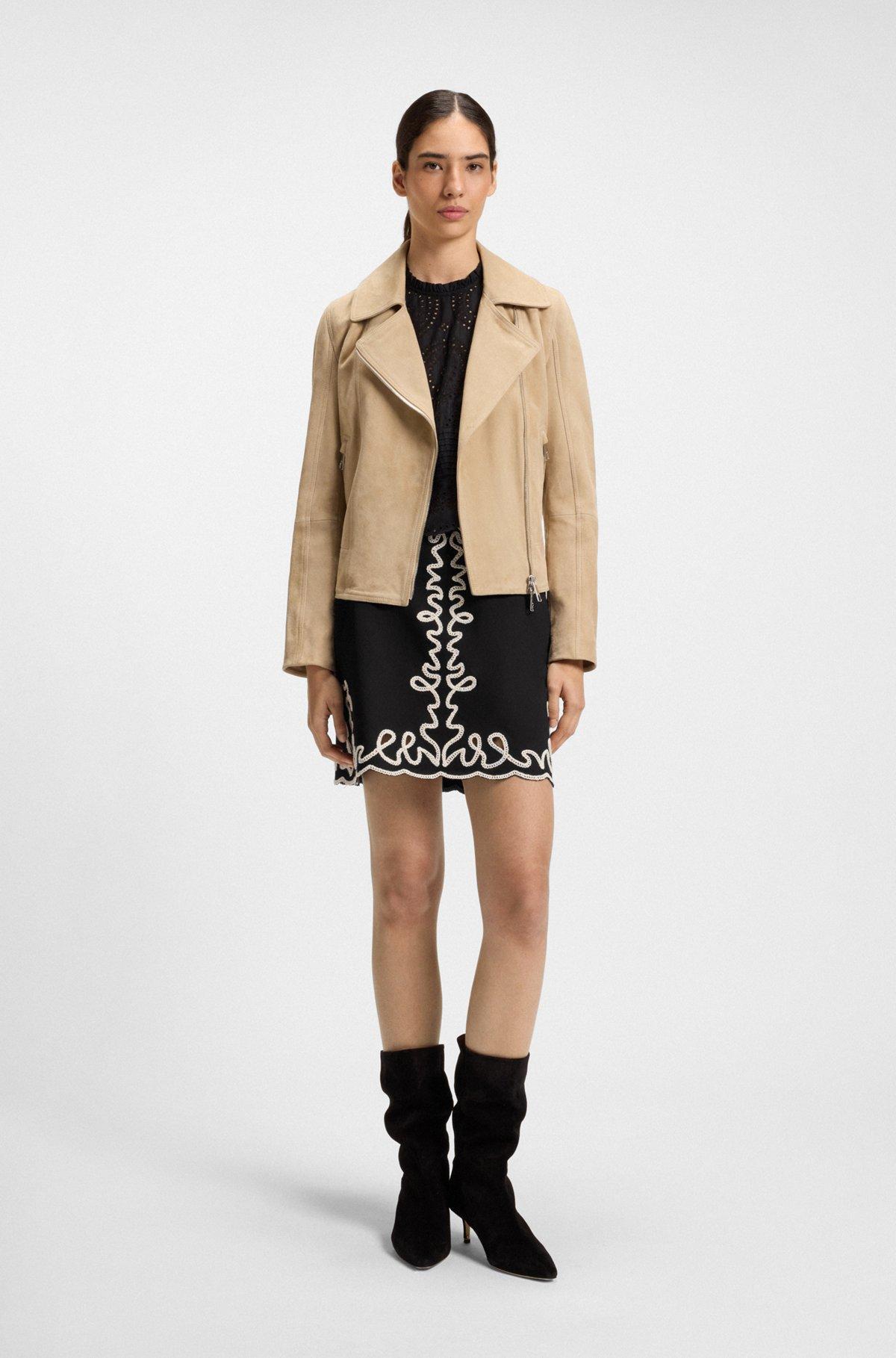 BOSS - Cotton mini skirt with contrast embroidery - Black Product Image