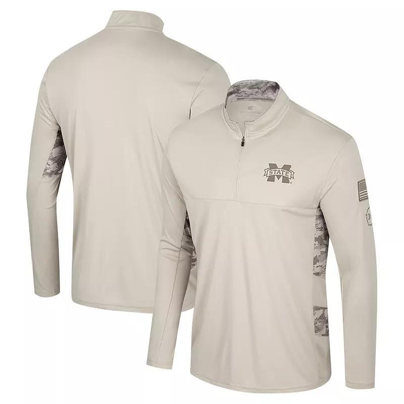 Men's Colosseum Natural Mississippi State Bulldogs OHT Military Appreciation Quarter-Zip Jacket, Size: XXL, Mst Beige Product Image