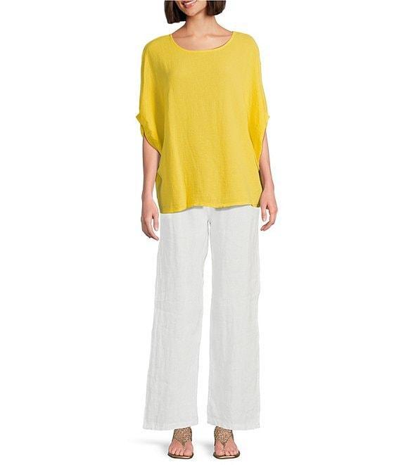 M Made in Italy Crew Neck Elbow Sleeve Poncho Top Product Image