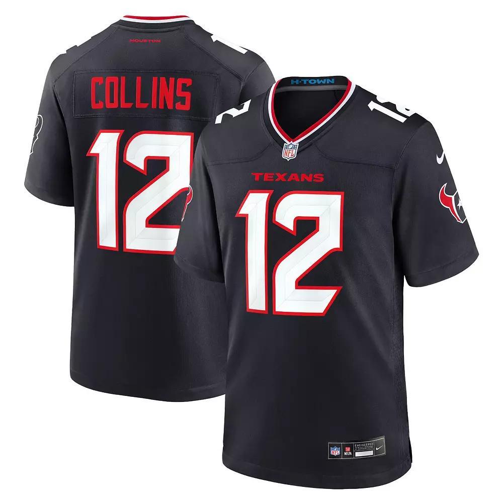 Men's Nike Nico Collins Navy Houston Texans Game Jersey, Size: Large, Blue Product Image