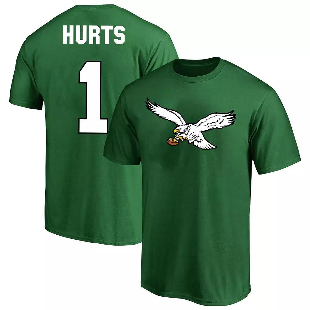 Men's Fanatics Branded Jalen Hurts Kelly Green Philadelphia Eagles Big & Tall Throwback Player Name & Number T-Shirt, Size: 3XB Product Image