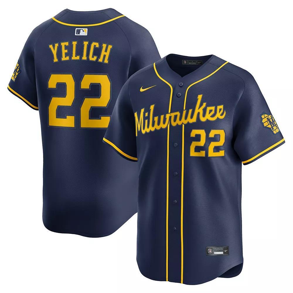 Men's Nike Christian Yelich Navy Milwaukee Brewers Alternate Limited Jersey, Size: Small, Blue Product Image