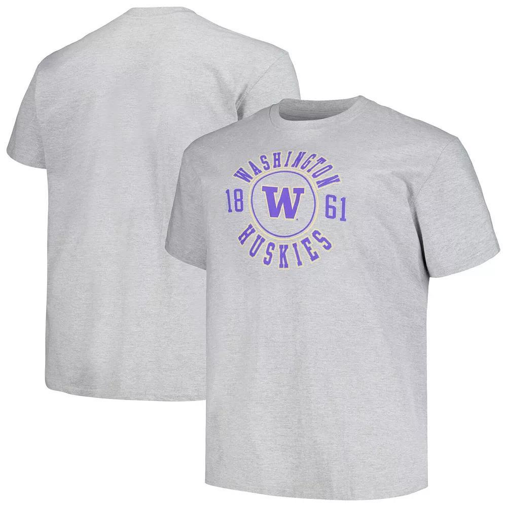 Men's Champion Heather Gray Washington Huskies Big & Tall Circle Logo T-Shirt, Size: 3XB, Grey Product Image