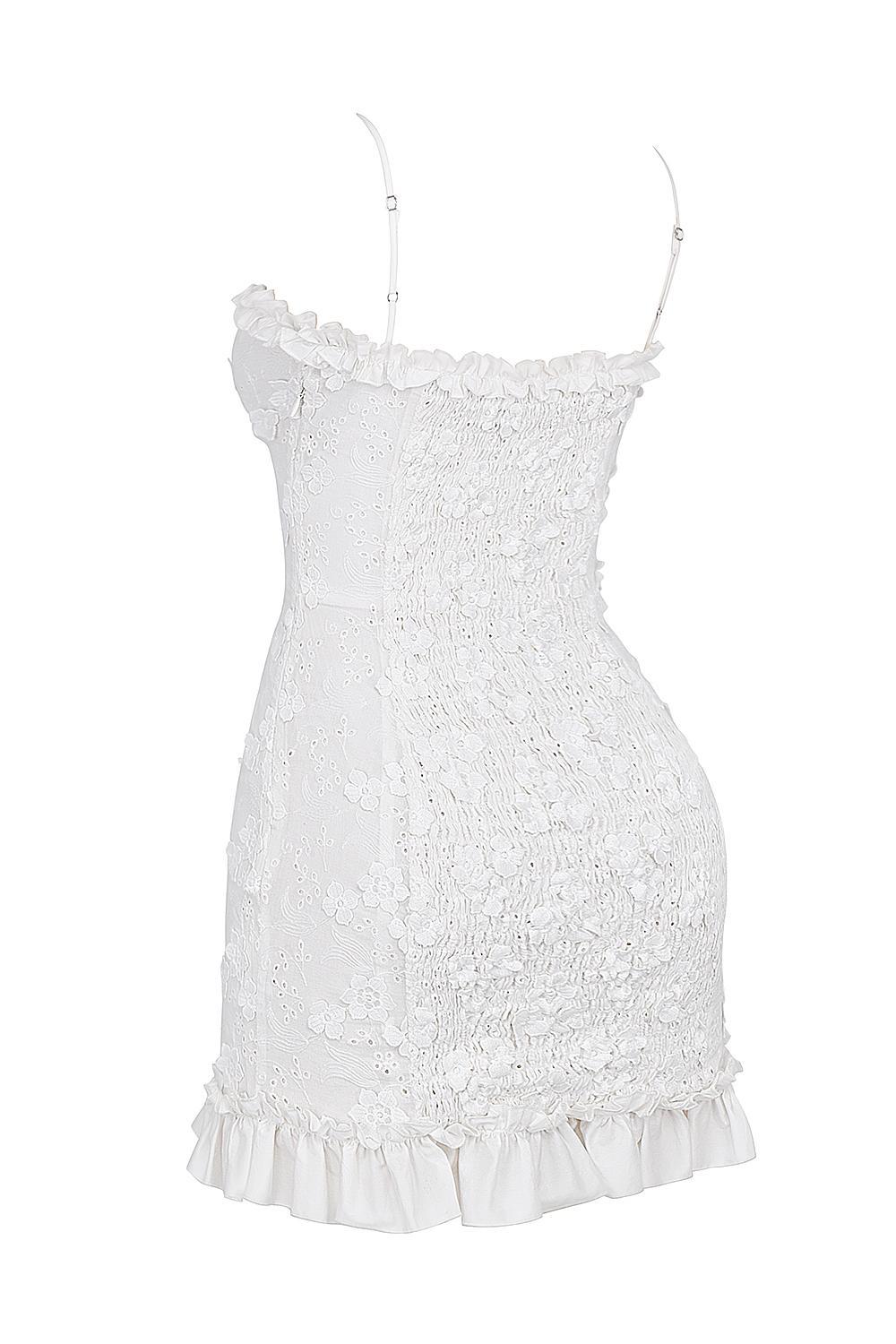 Marlene  white cotton broderie anglais mini dress Product Image