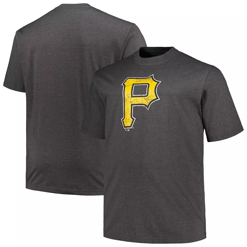Men's Profile Heather Black Pittsburgh Pirates Big & Tall Weathered Logo T-Shirt, Size: 3XB, Charco Product Image