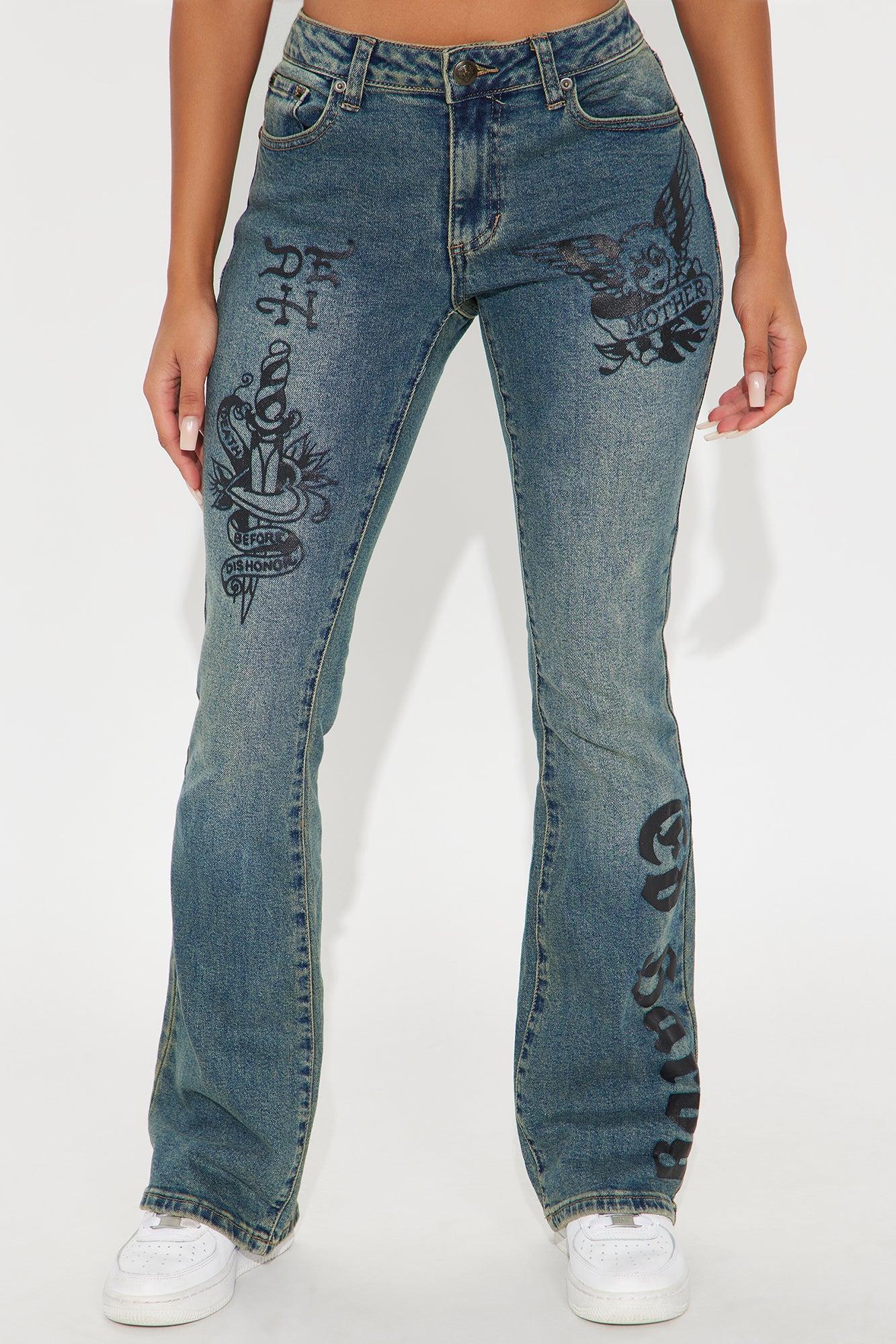 Ed Hardy Tattoo Bootcut Jeans - Medium Wash Product Image