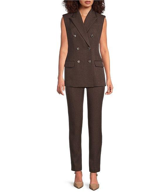 Calvin Klein Novelty Peak Lapel Collar Sleeveless Double Breasted Vest Product Image