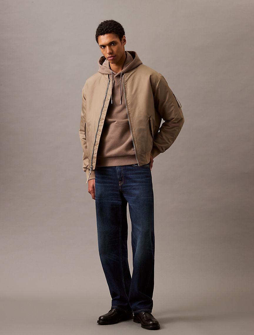 Calvin Klein Mens Monogram Logo Patch Fleece Hoodie - Brown - S Product Image