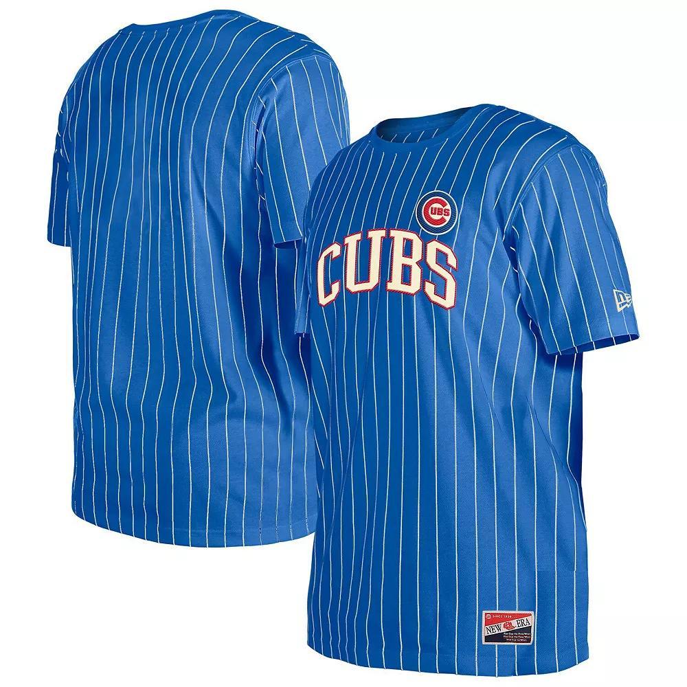 Men's New Era Royal Chicago Cubs Throwback Pinstripe T-Shirt, Size: Small, Blue Product Image