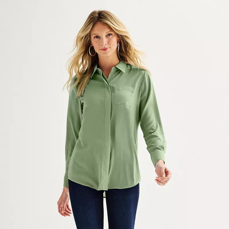 Women's Nine West Drapey Button Down Shirt, Size: Medium, Maddie Purple Product Image