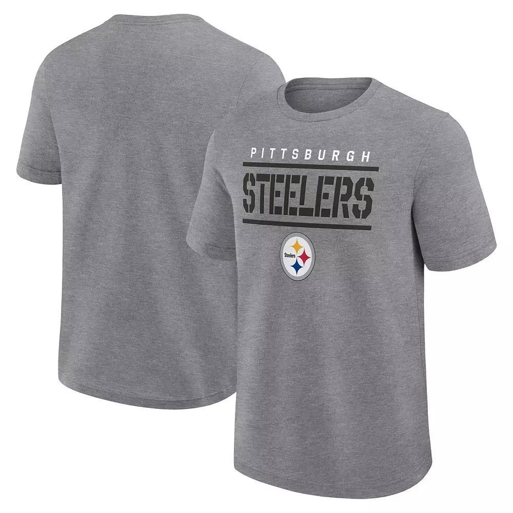 Men's Fanatics Heather Gray Pittsburgh Steelers Big & Tall Top Notch T-Shirt, Size: 4XLT, Grey Product Image