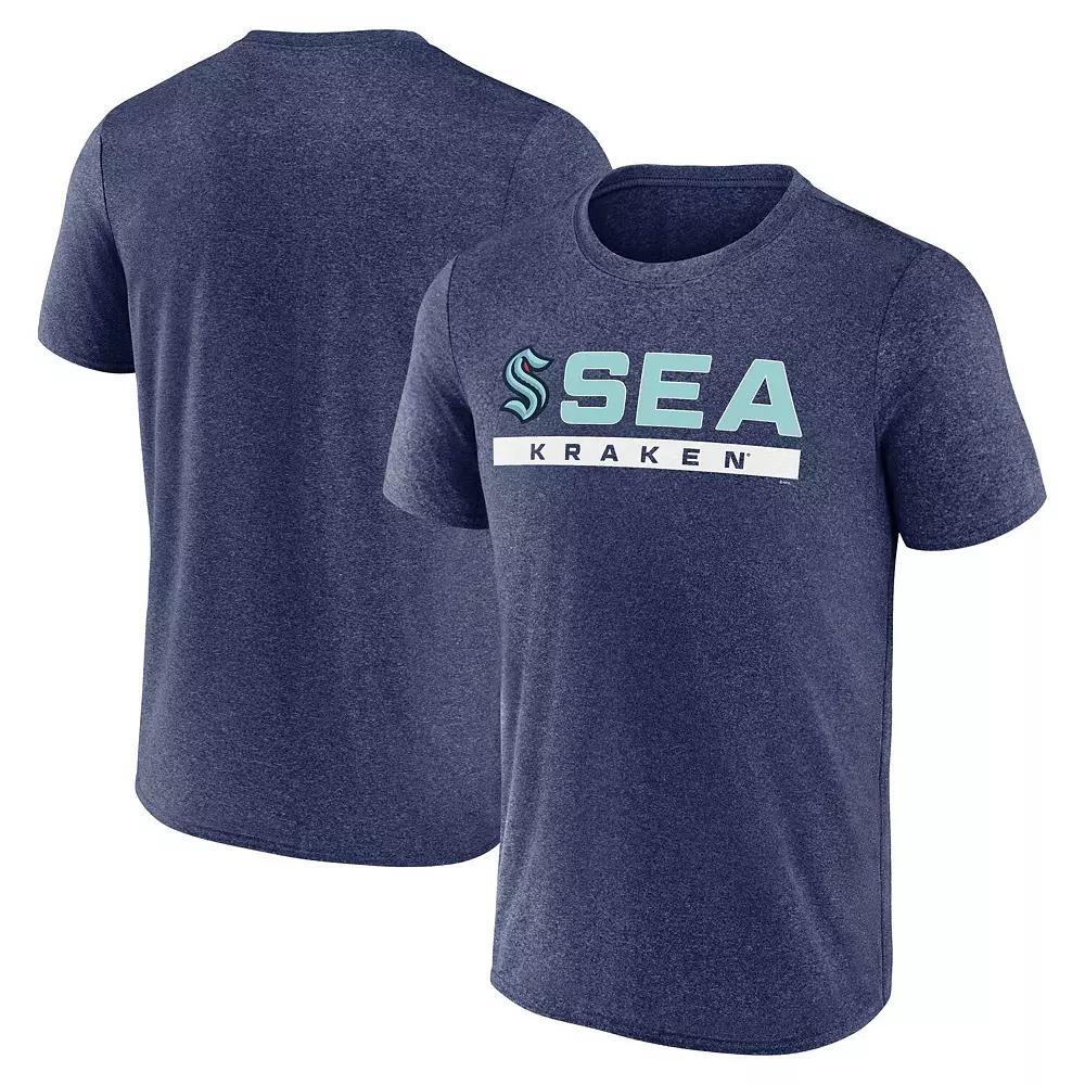 Men's Fanatics Branded Heather Deep Sea Blue Seattle Kraken Playmaker T-Shirt, Size: Medium, Krk Blue Product Image