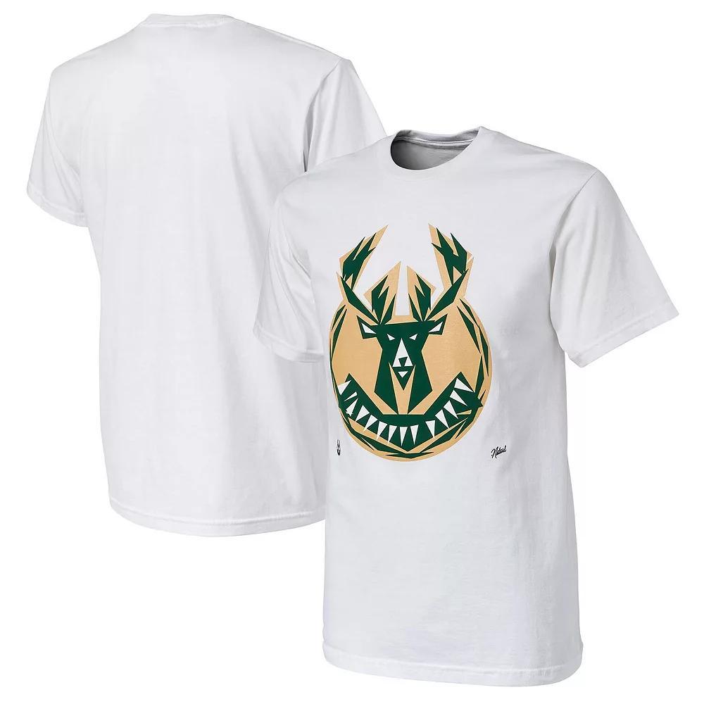 Men's NBA x Naturel White Milwaukee Bucks No Caller ID T-Shirt, Size: 2XL Product Image