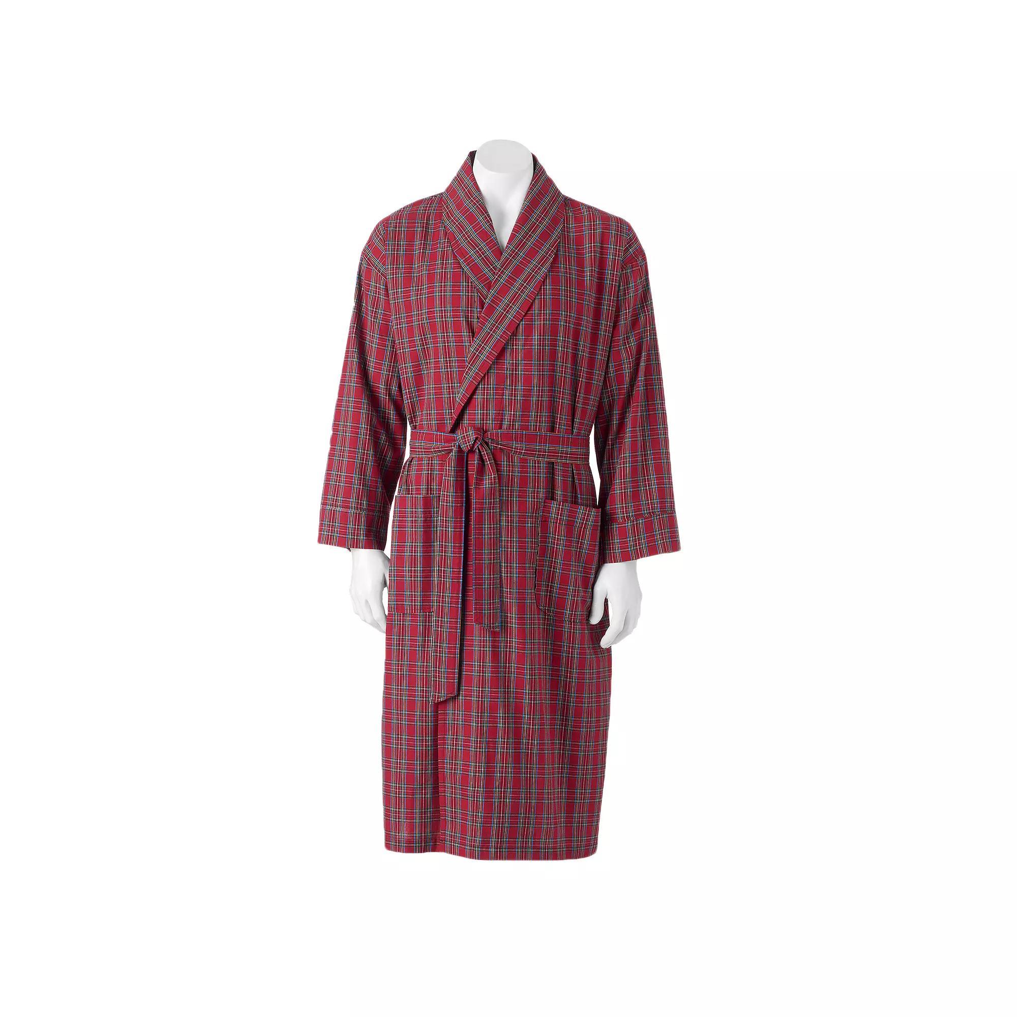 Big & Tall Hanes® Lightweight Woven Shawl Robe, Men's, Size: 5XL/6XL, Red Plaid Product Image