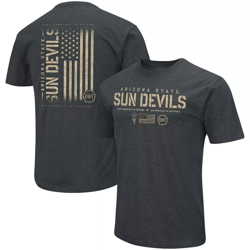 Men's Colosseum Heathered Black Arizona State Sun Devils OHT Military Appreciation Flag 2.0 T-Shirt, Size: Medium, Charco Product Image