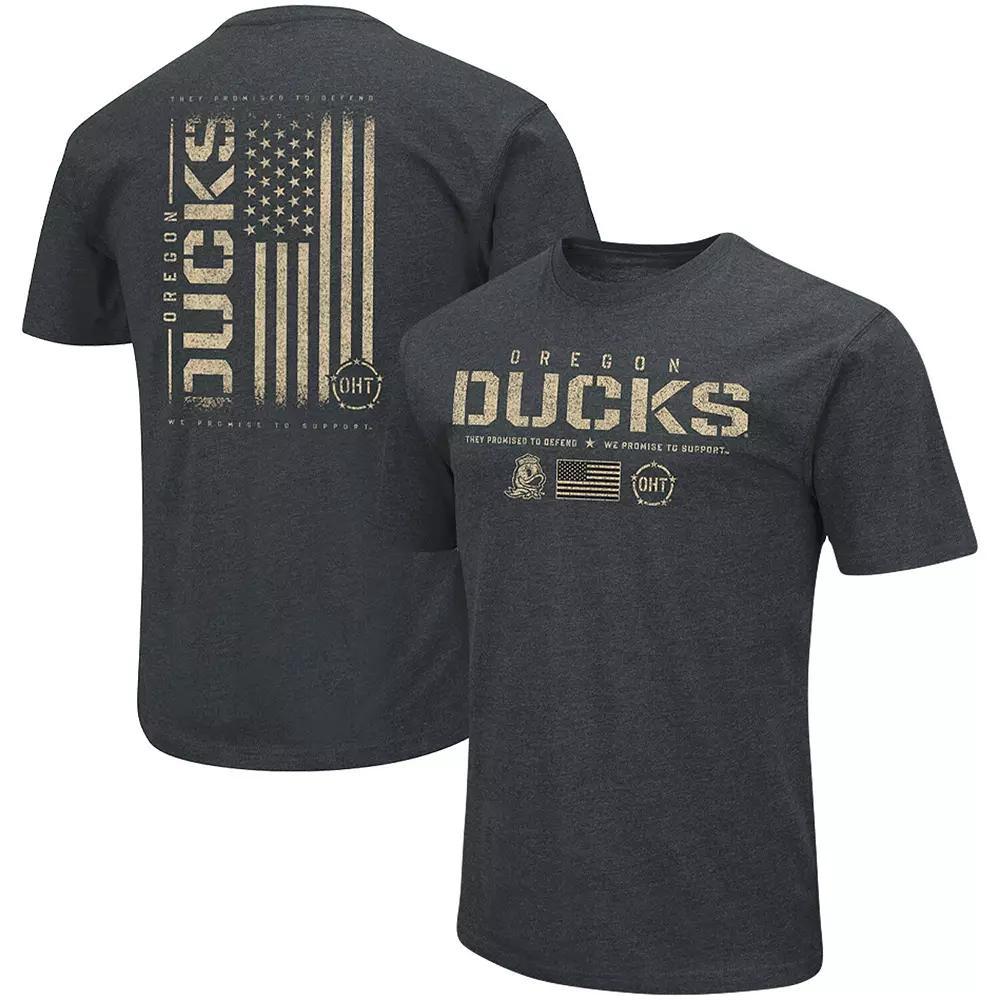Men's Colosseum Heathered Black Oregon Ducks OHT Military Appreciation Flag 2.0 T-Shirt, Size: Small, Charco Product Image