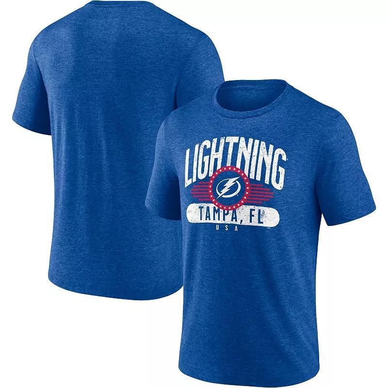 Mens Fanatics Heathered Royal Tampa Bay Lightning Americana Stars & Stripes Tri-Blend T-Shirt Product Image