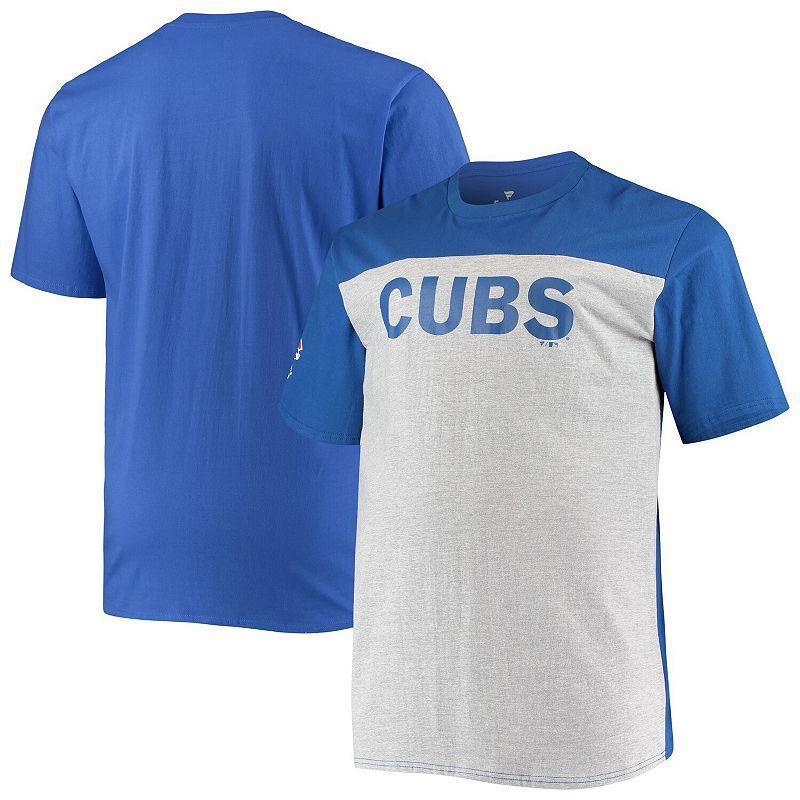 Mens Fanatics Branded Royal/Heathered Gray Chicago Cubs Big & Tall Colorblock T-Shirt Product Image
