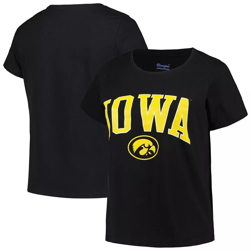 Women's Profile Black Iowa Hawkeyes Plus Size Arch Over Logo Scoop Neck T-Shirt, Size: 1XL Product Image