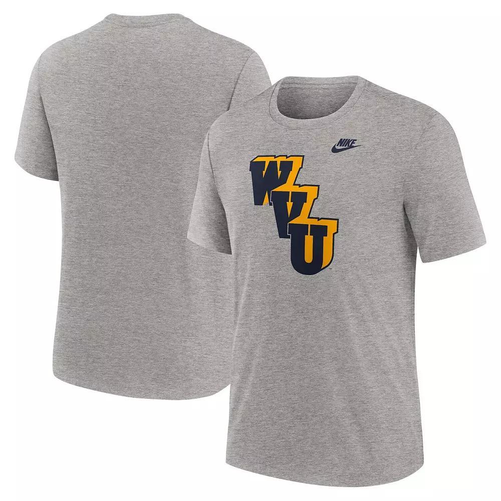 Men's Nike Heather Gray West Virginia Mountaineers Blitz Evergreen Legacy Primary Tri-Blend T-Shirt, Size: Medium, Grey Product Image