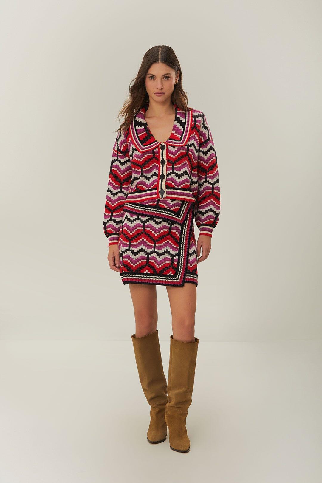 Multicolor Ombre Hearts Knit Skirt, OMBRE HEART BLACK / S Product Image