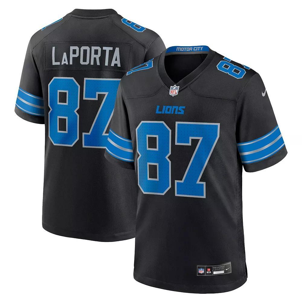 Men's Nike Sam LaPorta Black Detroit Lions 2nd Alternate Game Jersey, Size: Large Product Image