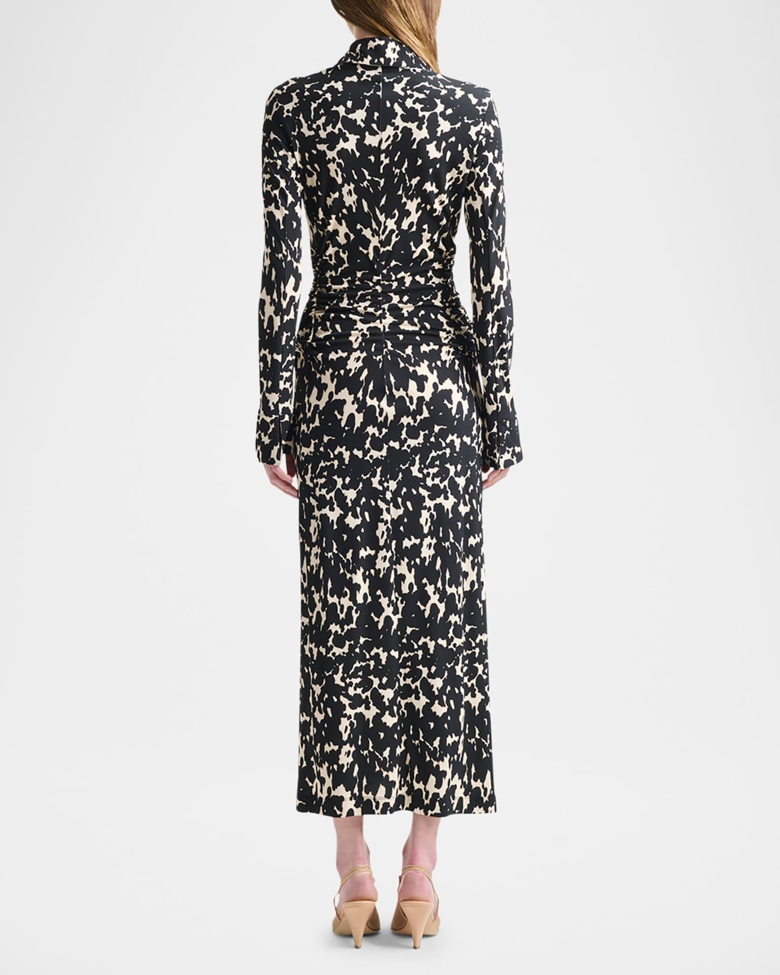 Claudia Spotted Long-Sleeve Midi Shirtdress Product Image