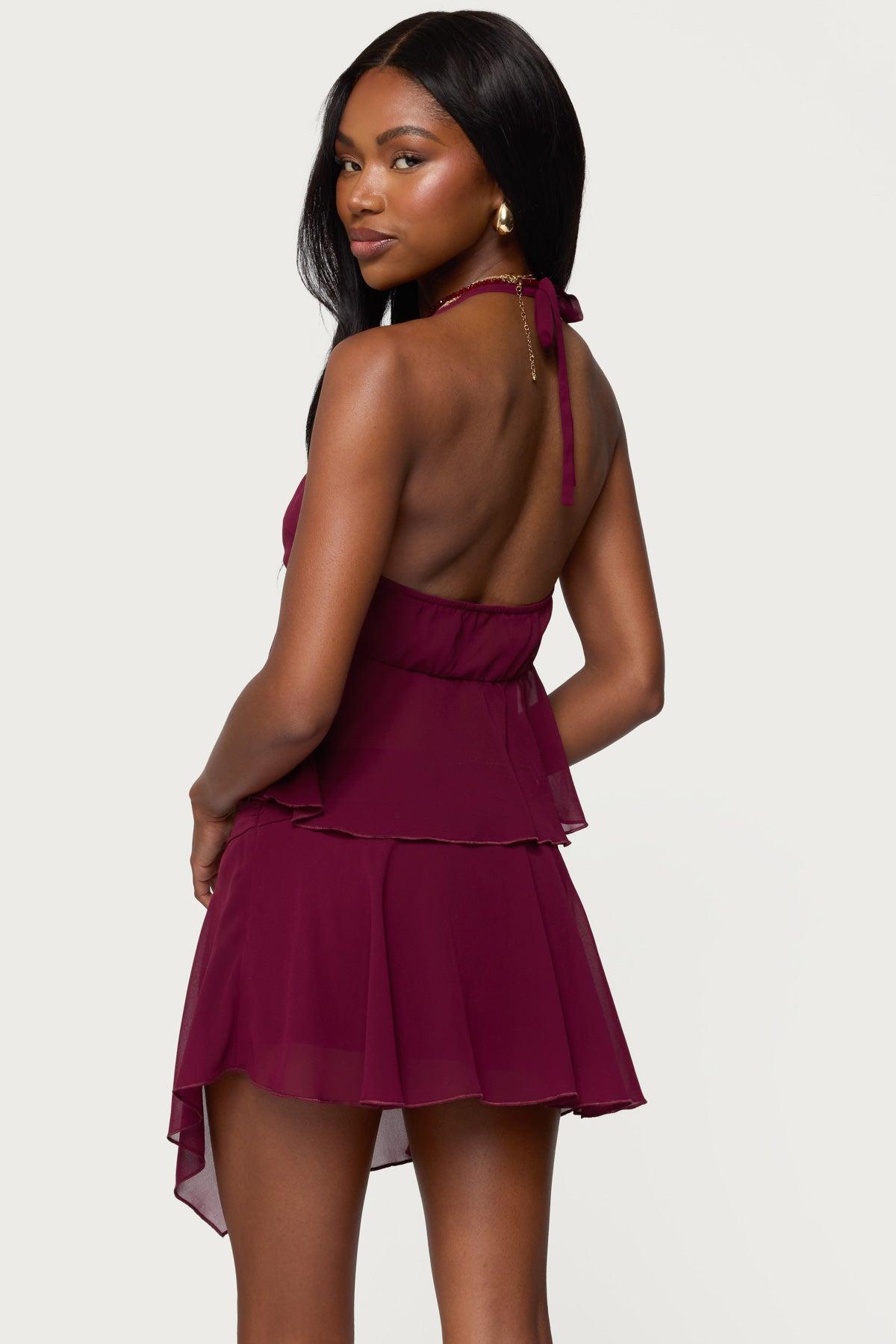 Sea Star Asymmetric Chiffon Mini Skirt Product Image