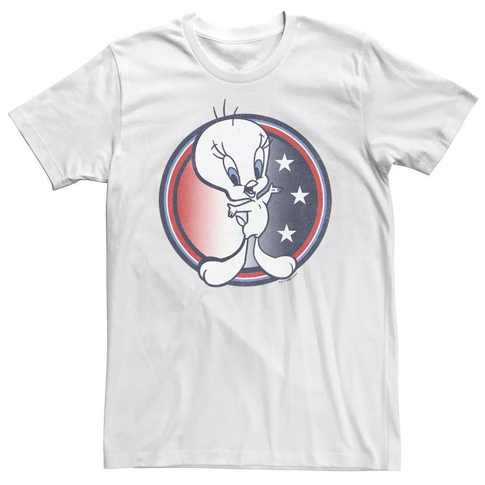 Big & Tall Looney Tunes Tweety Bird Fourth Of July Americana Circle Tee, Men's, Size: XL Tall, White Product Image