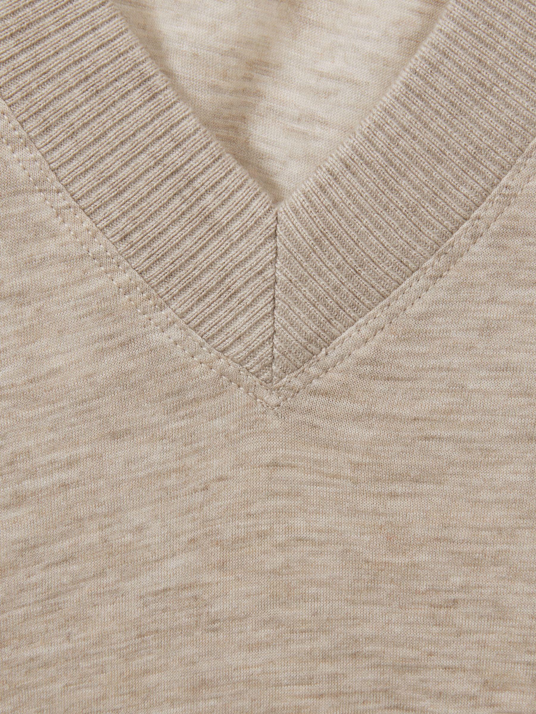 Lyocell-Wool Marled V-Neck Top in Stone Product Image