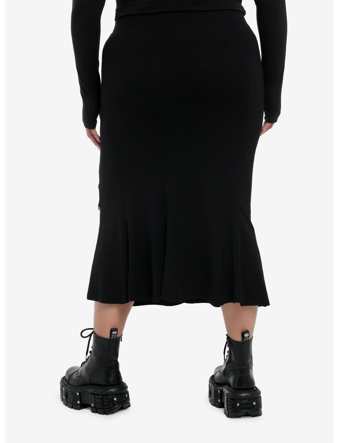 Social Collision Black Chain Slit Mermaid Midi Skirt Plus Size Product Image