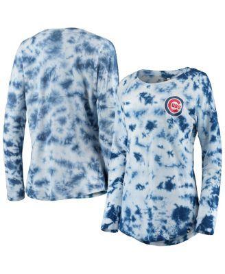 Women's New Era Royal Chicago Cubs Tie-Dye Long Sleeve T-Shirt, Size: Medium, Blue Product Image