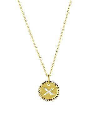 David Yurman Cable Collectibles Initial Pendant with Diamonds in Gold on Chain, 16-18 Product Image