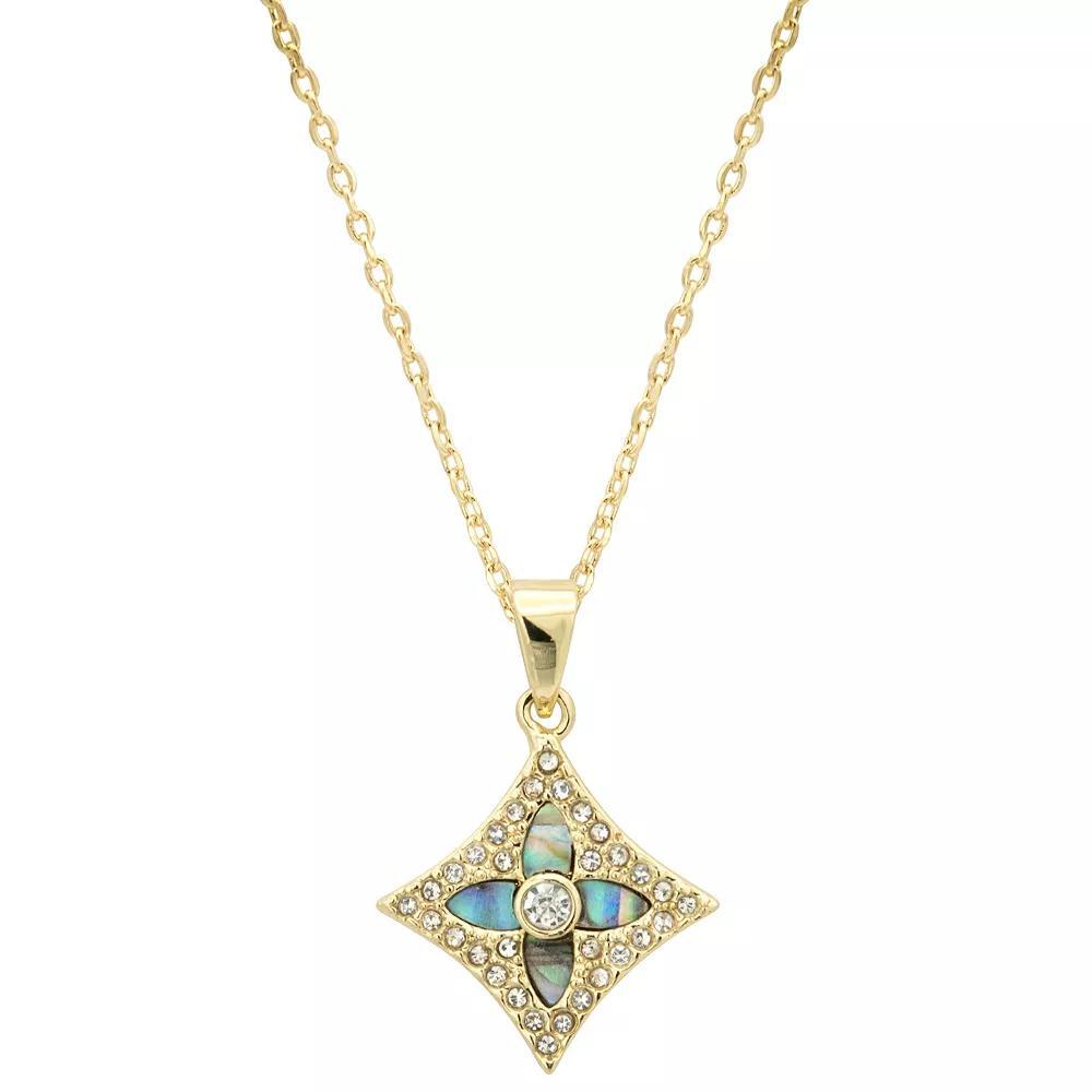 City Luxe Abalone & Crystal Pendant Necklace, Womens, Gold Tone Abalone Product Image