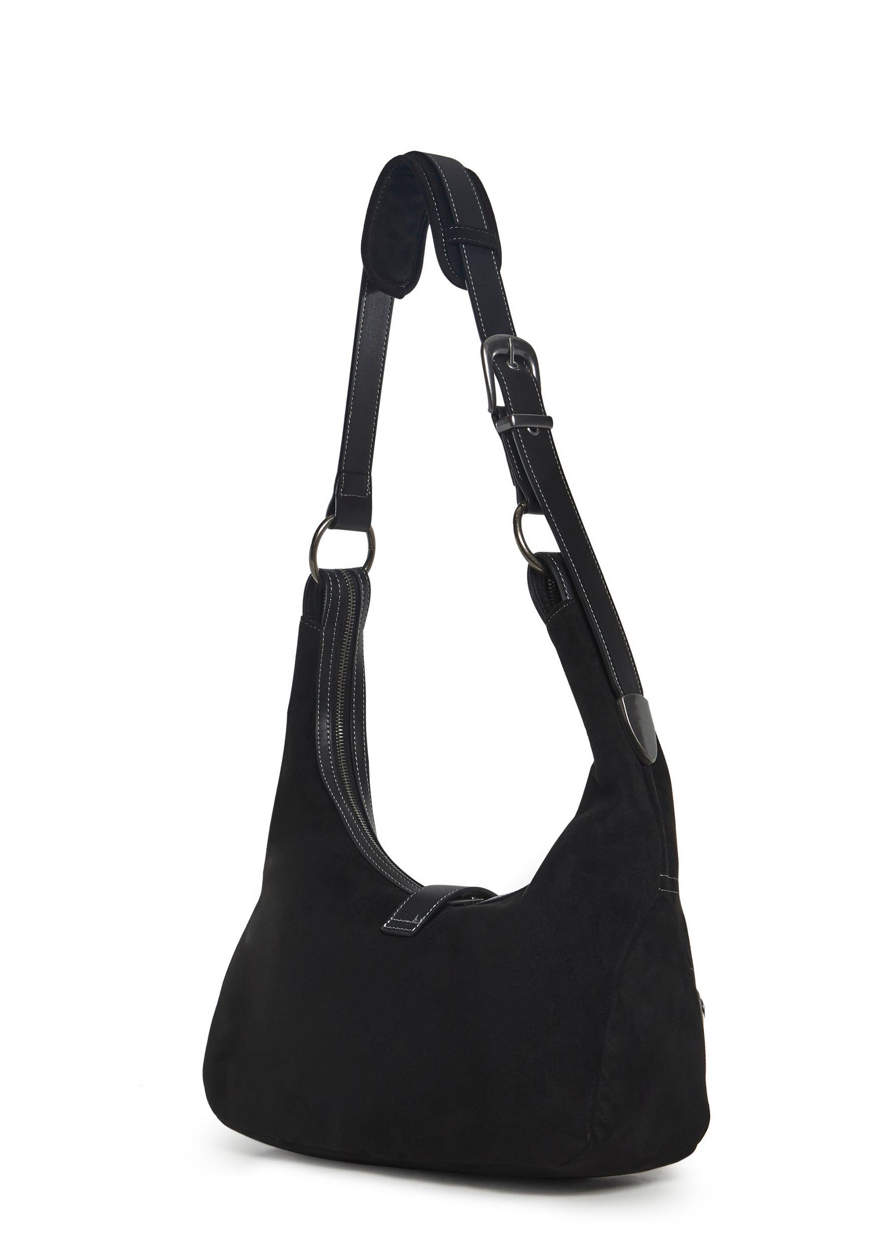 Slouchy Harness Faux Suede Bag Generation Kiss - Black Product Image