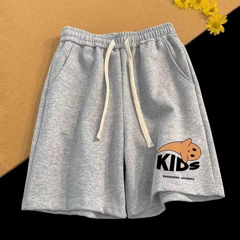 Drawstring Waist Cartoon Print Sweat Shorts Product Image