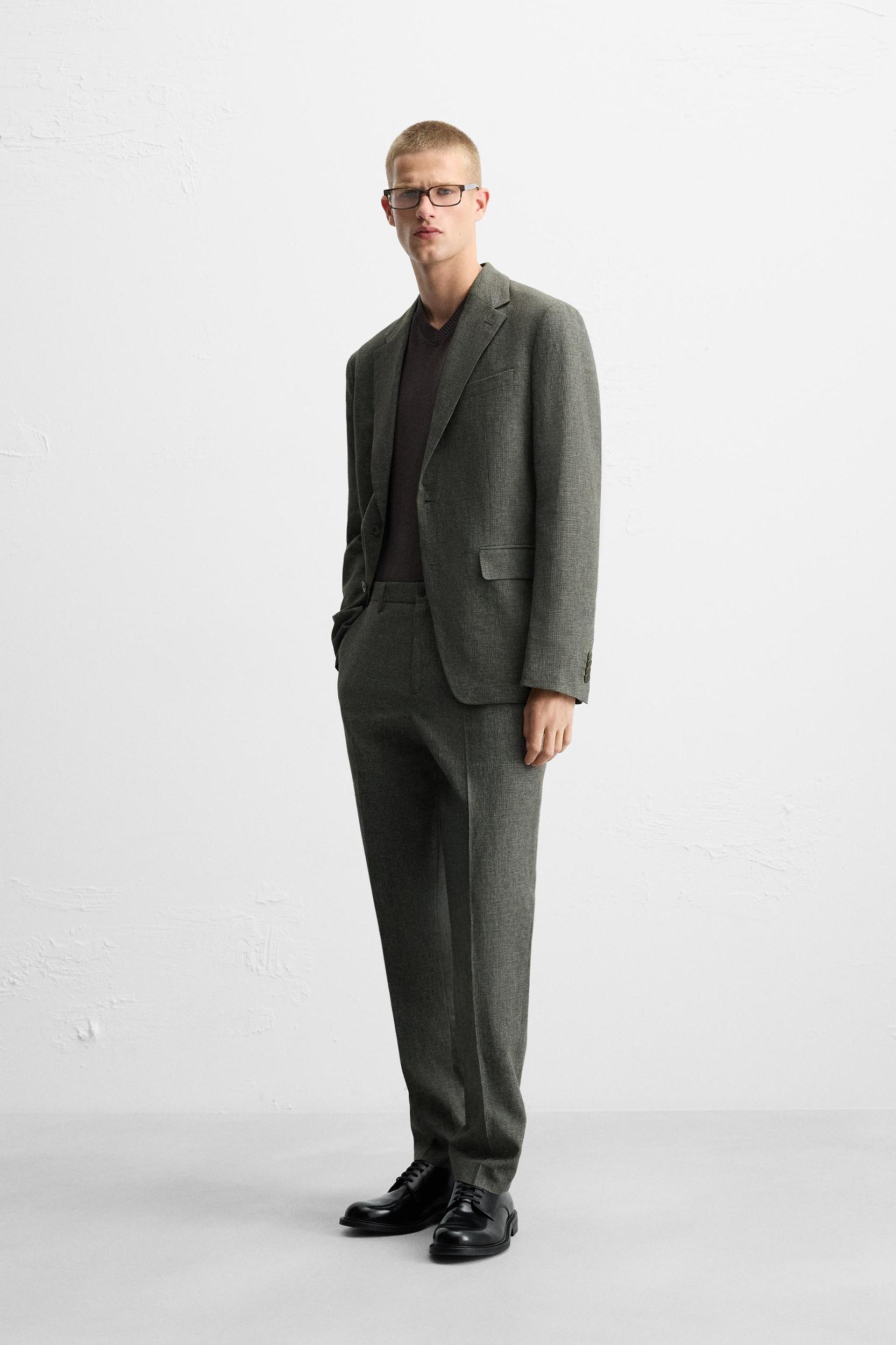HOUNDSTOOTH LINEN BLEND SUIT JACKET Product Image