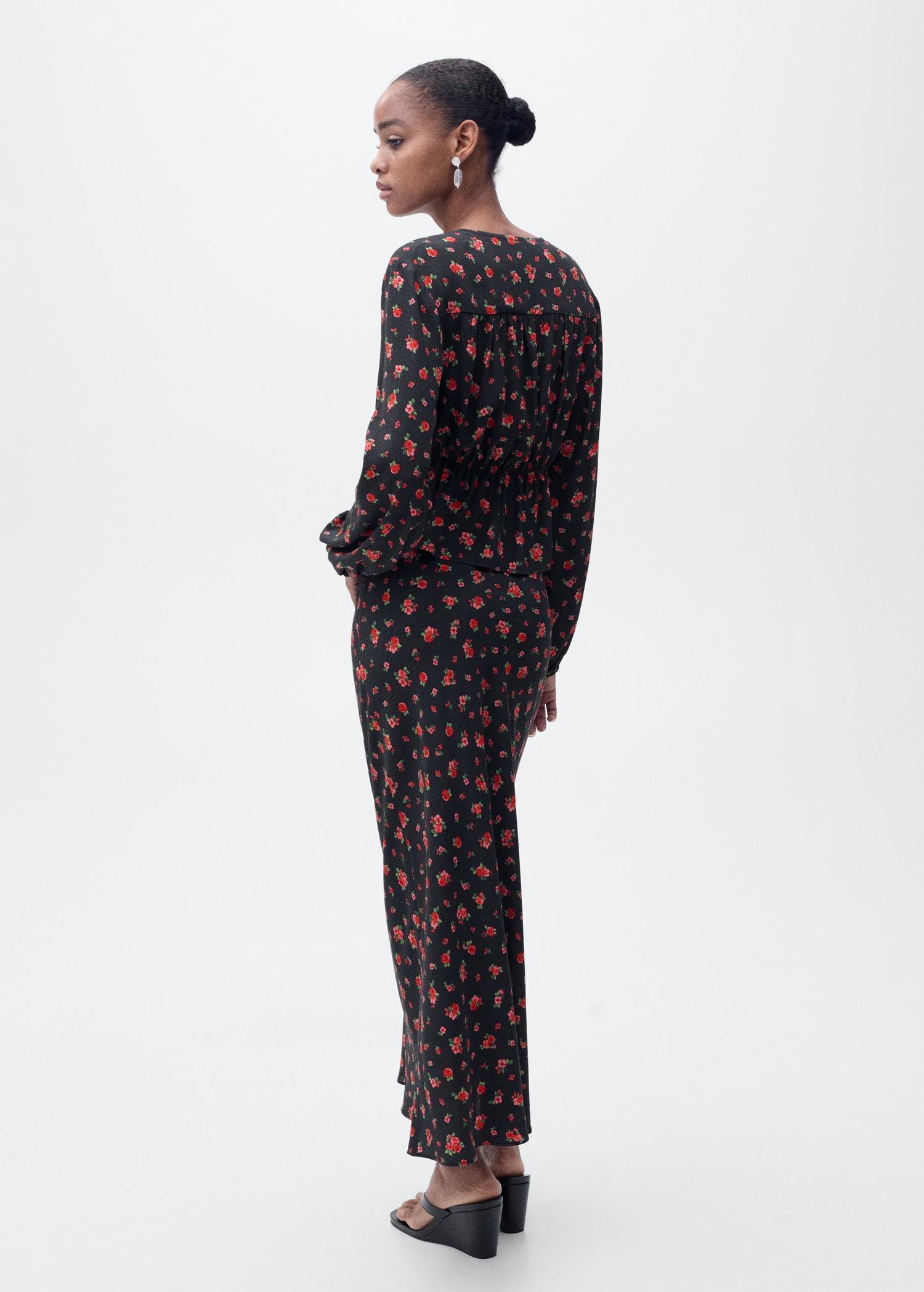 Long floral flared skirt - Women | MANGO USA Product Image