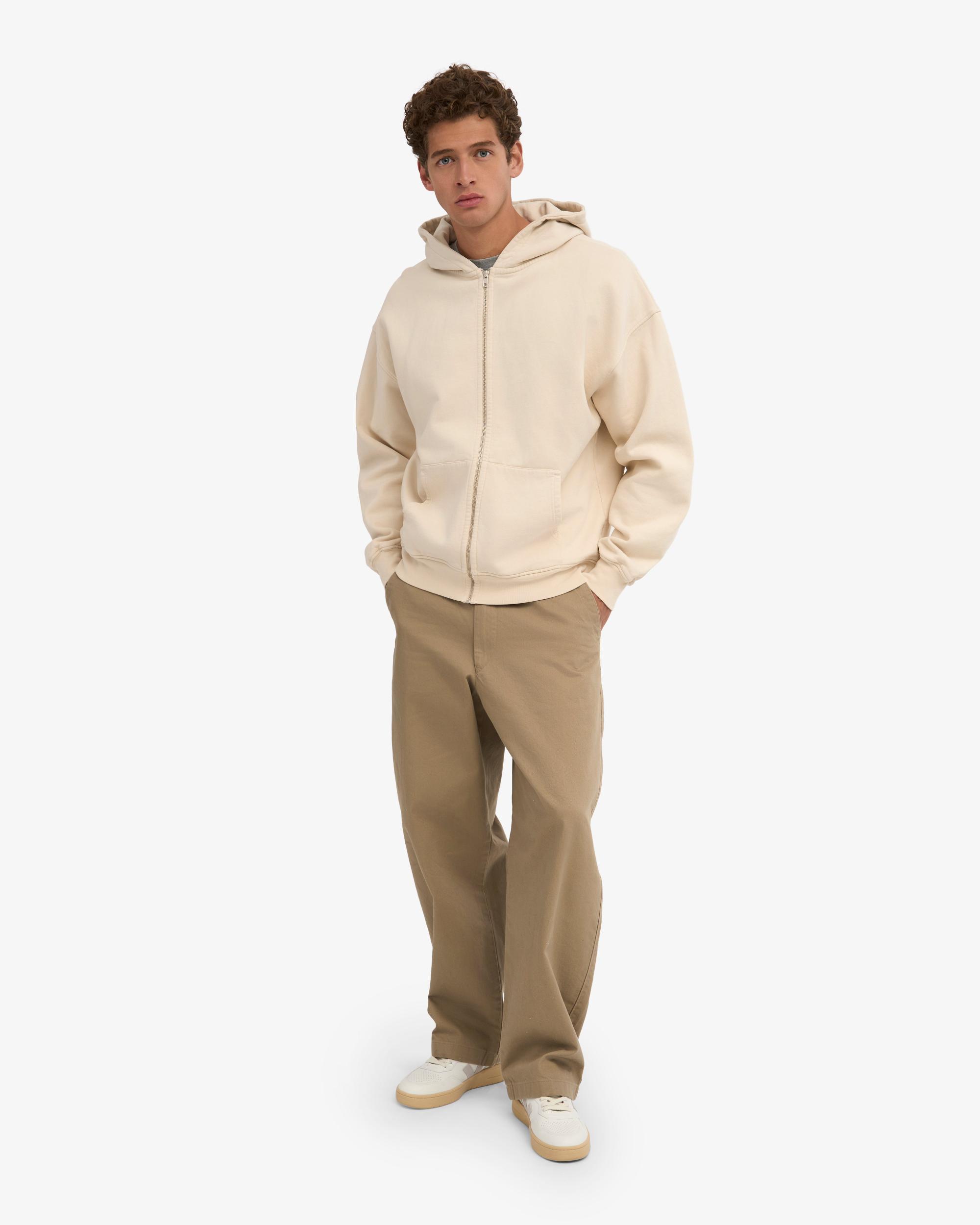 Organic Oversized Zip Hood - Ivory White Product Image