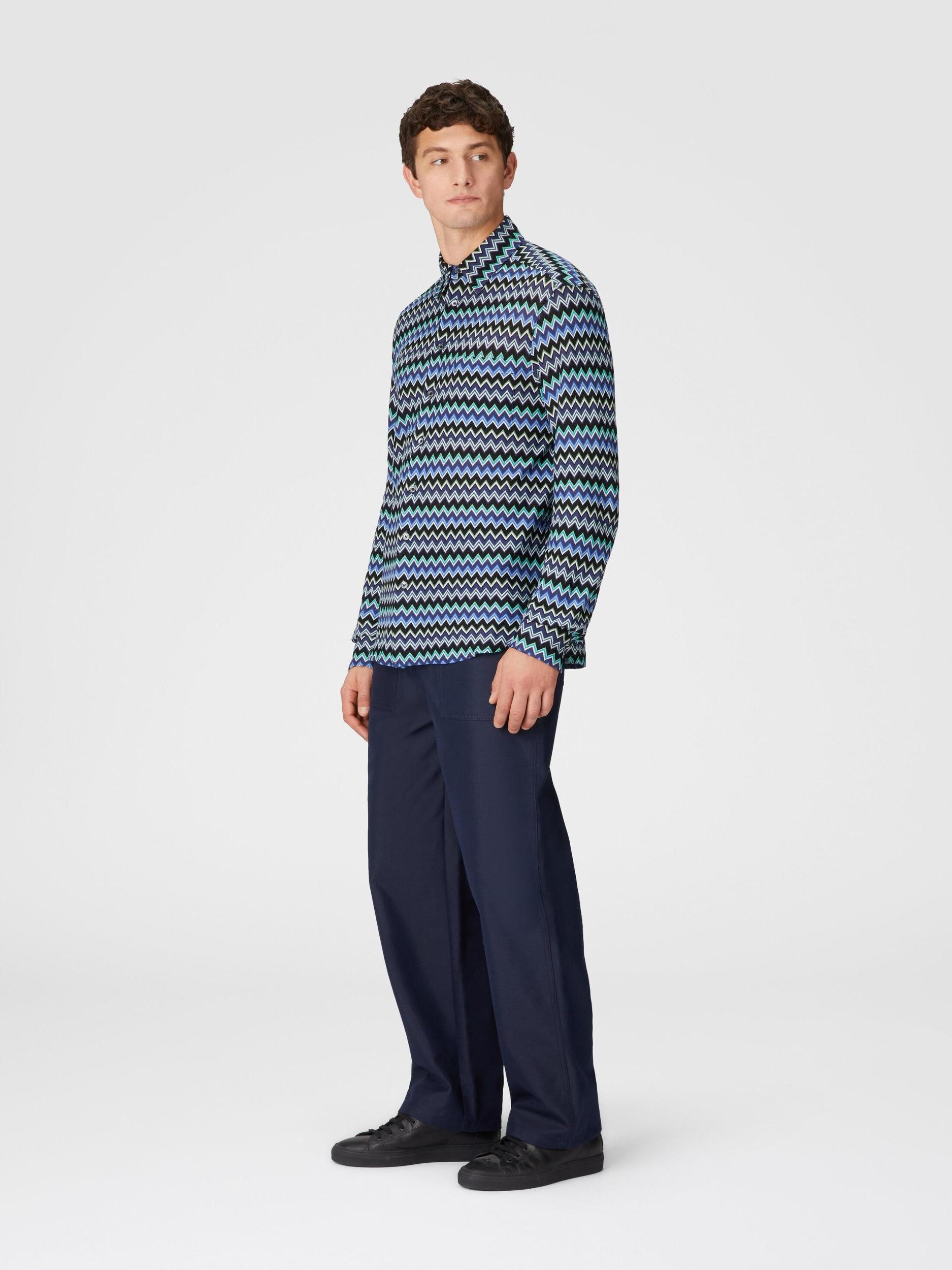 Zig zag cotton shirt with breast pocket Product Image