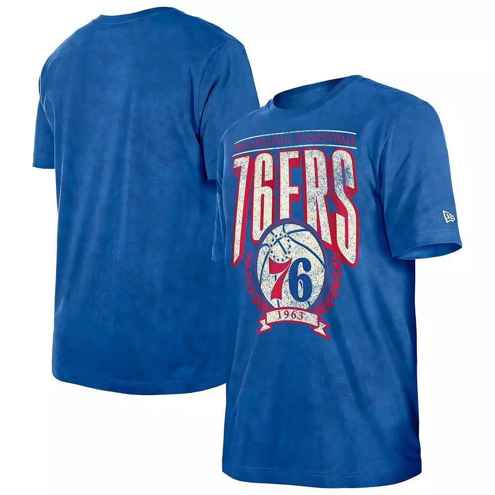 Men's New Era  Royal Philadelphia 76ers Hardwood Classics Oversized Boxy Mineral Wash T-Shirt, Size: 3XL, 76r Blue Product Image