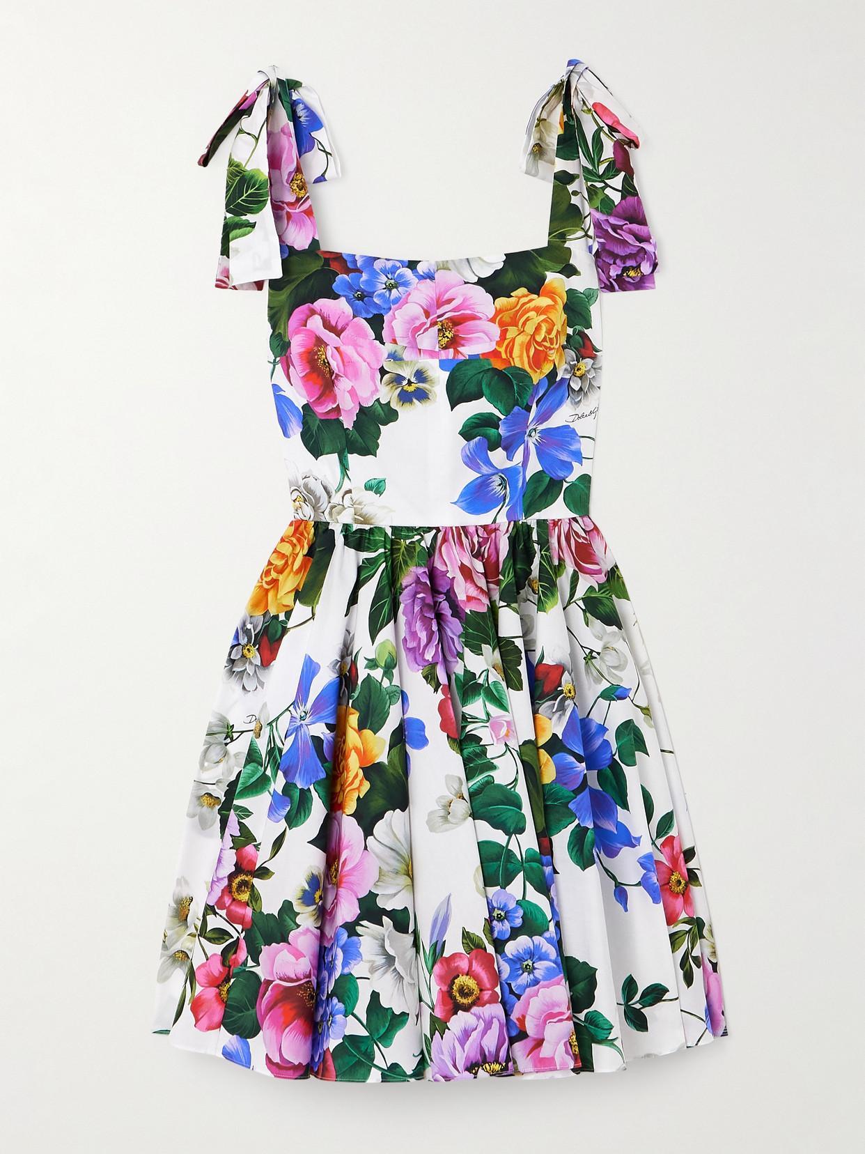 DOLCE & GABBANA Multicolor Sleelevelss Mini Dress With Square Neckline And All-over Floral Motif Product Image
