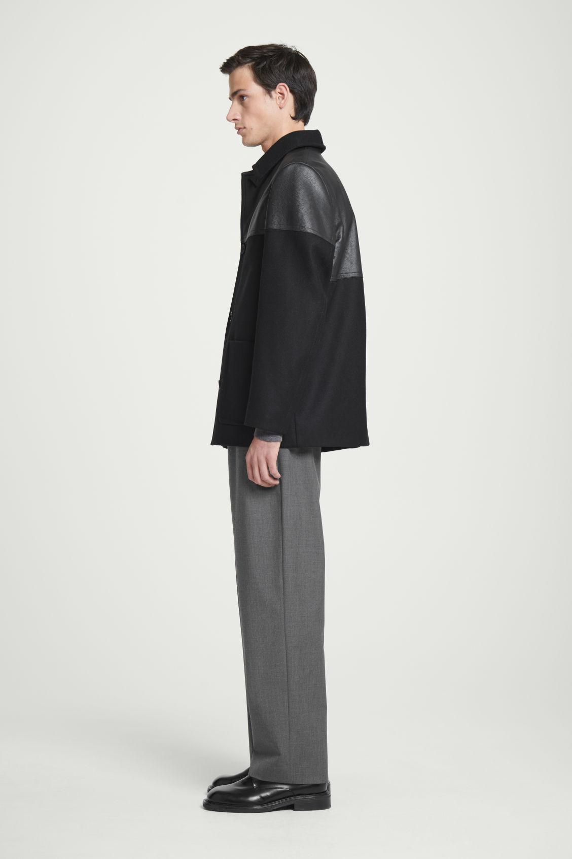 LEATHER-PANELED DONKEY JACKET Product Image