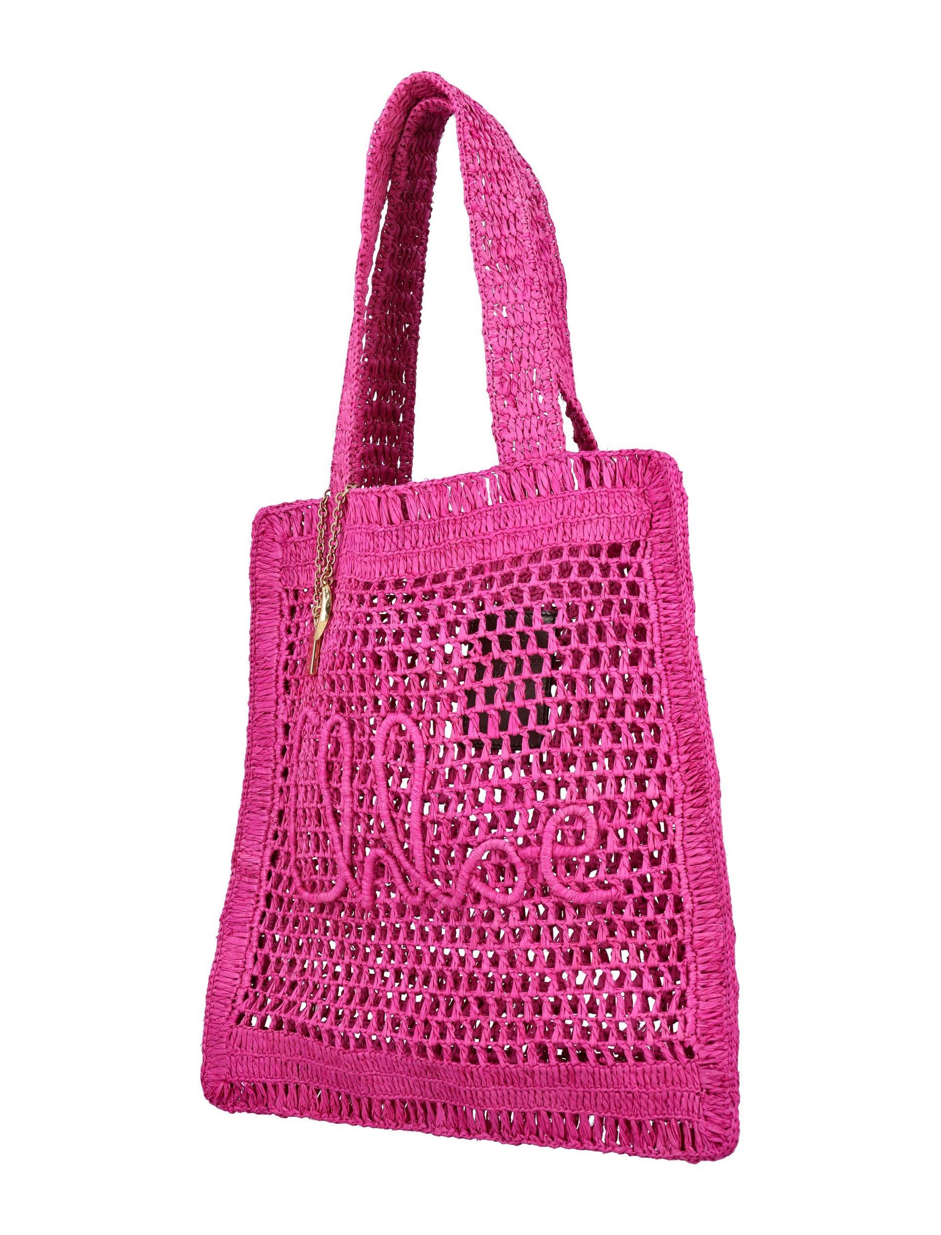 CHLOÉ Chloe Women Fuchsia Raffia Estate Banana Shopping Bag In Fuchsiarose Product Image